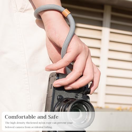 VOVMOEYA Rope Camera Wrist Strap,Camera Hand Strap Compatible with A6400 A6000 A7 IV,for Fujifilm X100V for Nikon Zf Z30 for Canon EOS R6 R7 R8 R10 Camera Wrist Straps for dslr - Grey - Image 2