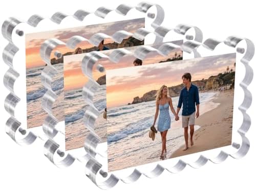 3Pack 4x6 Inch Scalloped Acrylic Picture Magnetic Frames by HJYAXQOP