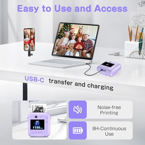 Kids Camera Instant Print, Dual-Lens 48MP Digital Camera,Purple,Aasonida - Image 6