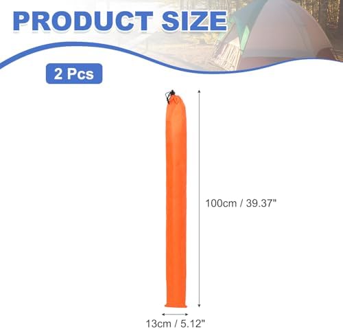 2 Pcs 40 x 5 Inch Tripod Monopod Case Bag, Oxford Cloth Foldable Tripod Carrying Case Bag with Drawstring, Fits Speaker/Light Stand/Studio/Outdoor/Travel/Camping, Orange - Image 2