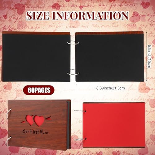 Cinnvoice Our First Year Scrapbook, 1-Year Down Photo Album for Couples Handmade DIY Memory Notebook Family Photo Album for Couples Husband Wife Memory Book(Our First Year-red) - Image 2