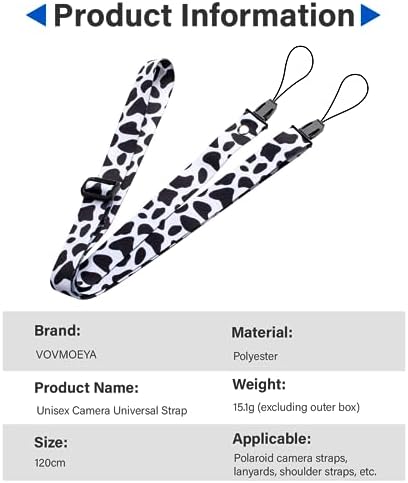 VOVMOEYA Camera Strap,Cute Camera Lanyard Neck Strap,iPad Strap,Cute Camera Strap for Fujifilm mini Camera Kodak Smile + Smile plus,pink,Black and White - Image 6