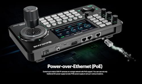 PowerJoy PTZ Camera Joystick Controller, IP NDI Camera Keyboard with 4D Joystick, Electrical Controlling Device for Live Streaming(5inch Preview) - Image 6