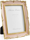 Cuspin 5x7 Picture Frame Pink and Gold Ornate Vintage Resin Photo Frame by Cuspin