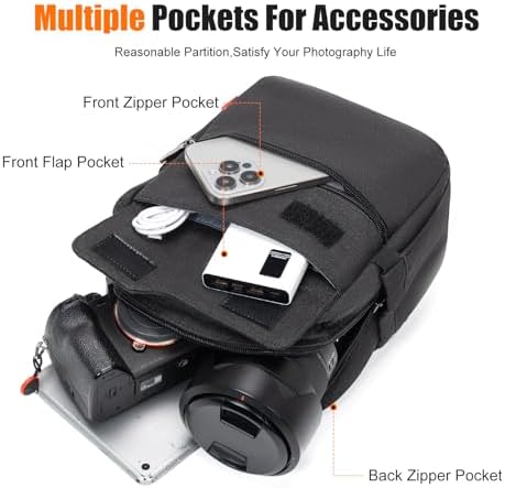 Cwatcun Camera Sling Bag Compact Small Camera Case, Waterproof Canvas Crossbody Camera Bag with Rain Cover, Travel Photography Bag for Canon, Nikon, Sony, Fuji DSLR/SLR/Mirrorless Cameras, Lens - Image 5