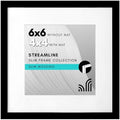 Americanflat 6x6 Picture Frame with Shatter-Resistant Glass - Use as 4x4 Frame with Mat or Display 6x6 Photo Without Mat - Streamline Collection - Square Frames for Tabletop or Wall - Black by Americanflat