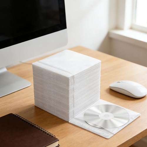 200Pcs CD DVD Sleeves Envelopes, Double Sided, White - Image 5