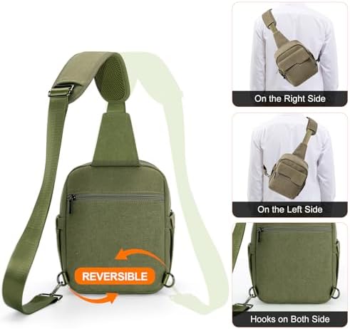 Cwatcun Sling Camera Bag Canvas, Compact Crossbody Case with Rain Cover - Image 5