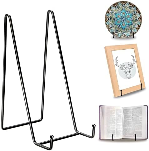 Birity 5PACK 10 Inch Square Black Metal Display Stands Plate Holder Display Stands for Picture, Decorative Plate, Book, Photo Easel, Artistic Work,Decorative Plate,Photo and Platter,Tabletop Art by 24ozRibbedGlassCup