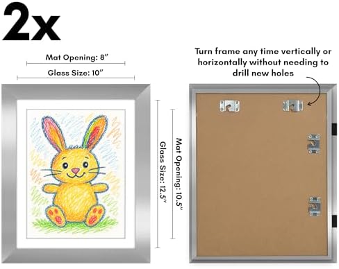 Americanflat 8.5x11 Changeable Kids Art Frame 2-Pack - Silver - Image 4