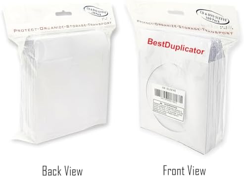 BestDuplicator CD/DVD White Paper Sleeves Premium Thick, 100 Pack - Window & Flap, Disc Storage Envelopes, for CDs, DVDs & Blu-ray Discs, Protective Media Sleeves - Image 2
