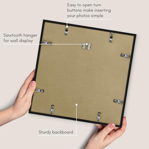 Americanflat 15x15 Picture Frame - Matted to 12x12 - Slim Molding - Black - Image 5