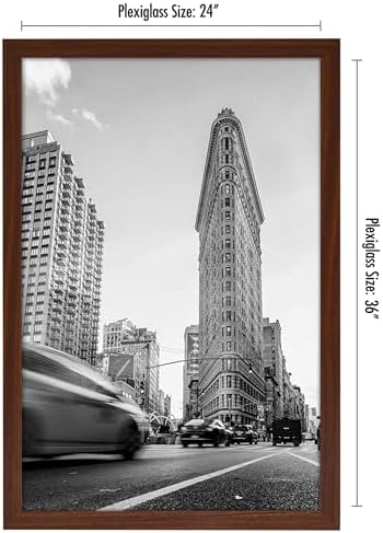 Americanflat 24x36 Poster Frame - Mahogany Engineered Wood with Polished Plexiglass - Wide Picture Frame for Vertical or Horizontal Wall Display - Epic Collection - Mahogany - Image 2