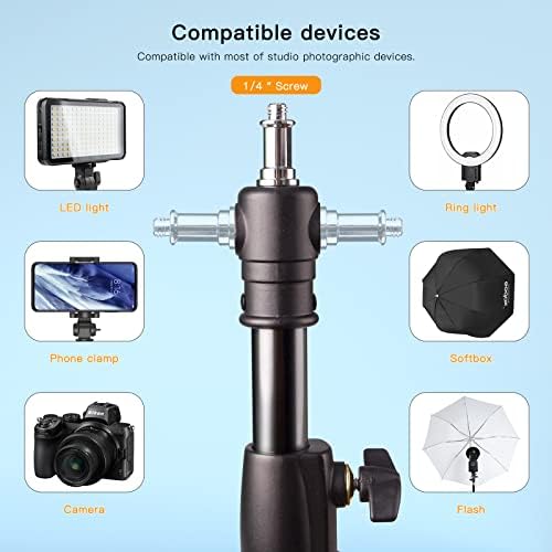 Godox Heavy Duty Aluminum Photography Light Tripod Stand for Studio Photography Lighting, Backgrounds, Monolights, Strobe Flash - 286CM, 112 Inches - Image 5