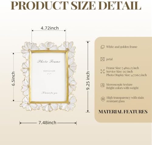 Cuspin White and Gold 5x7 Picture Frame Ornate Floral Vintage Resin Frame - Image 7