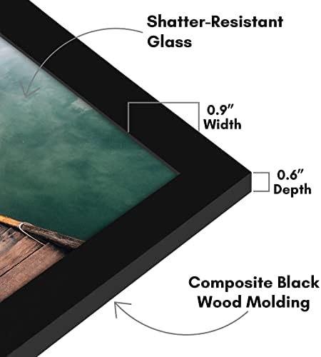 Americanflat 12x18 Poster Frame with Shatter-Resistant Glass - Signature Collection - Gallery-Style Frames Made of Engineered Wood - Photo Frame for Wall Display - Black - Image 3