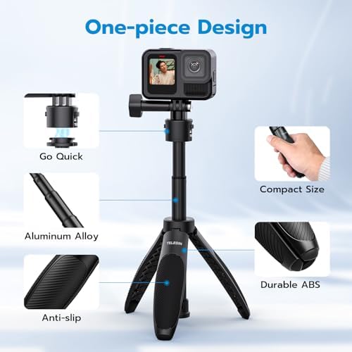TELESIN 15.75'' Selfie Stick Tripod,Portable Camera Handle Grip Monopod - Image 5