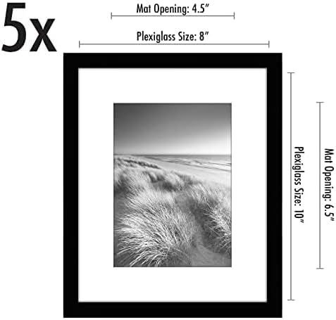 Americanflat 8x10 Picture Frame 5-Pack - Matted to 5x7 - Black - Image 2