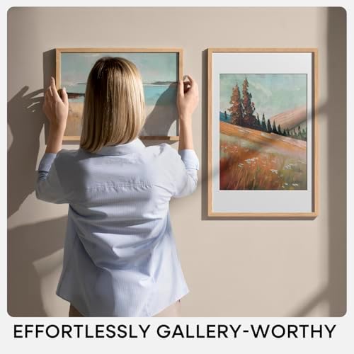 Homeforia 11x17 Natural Oak Picture Frame, High-End Wood, 8x12 Mat, Glass - Image 7