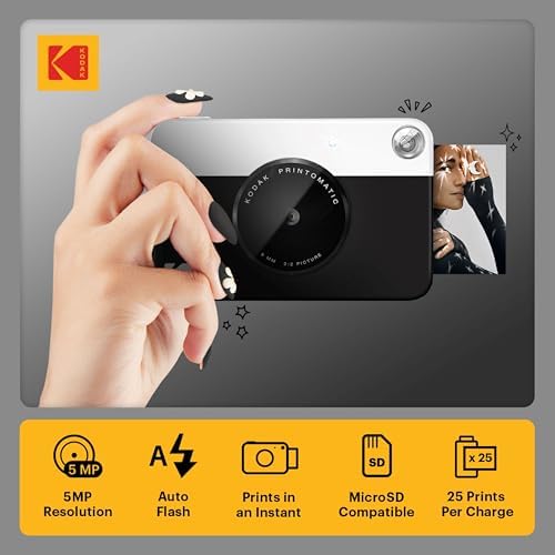 Kodak Printomatic Instant Camera (Black) Basic Bundle + Zink Paper (20 Sheets) + Deluxe Case - Image 2