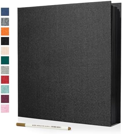 Spbapr Large Photo Album Self Adhesive Linen Cover Magnetic Scrapbook Album DIY Scrap Book 40 Black Sticky Pages for 3x5 4x6 5x7 8x10 Pictures with A Metal Pen by Spbapr