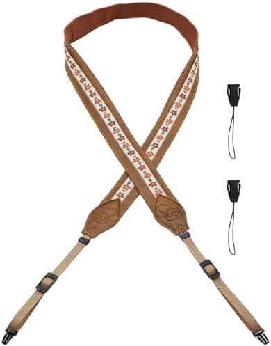 Leather Camera Strap, Quick Release Camera Neck Strap for All Cameras, Retro Jacquard Camera Straps for Photographers - Image 2