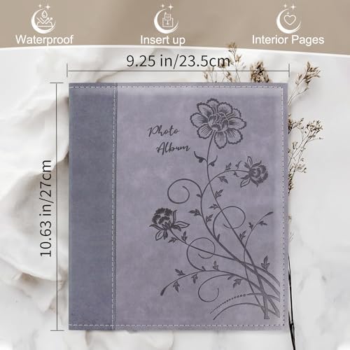 Photo Album 8x10 2 Packs Clear Pages Pockets Leathe Cover Slip Slide in Photo Album Each Holds 100 Vertical 8x10 Photos Picture Book for Wedding Family (Grey) - Image 2