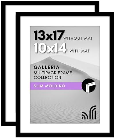 Americanflat 13x17 Picture Frame 2-Pack - Matted to 10x14 - Black by Americanflat