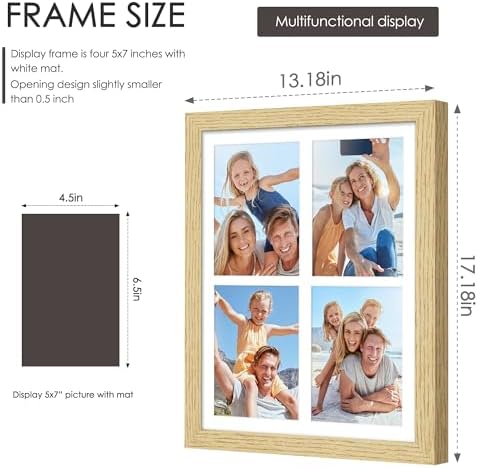 DUENPY 12x16 Solid Wood Collage Frame For 4 5x7 Photos - Image 2