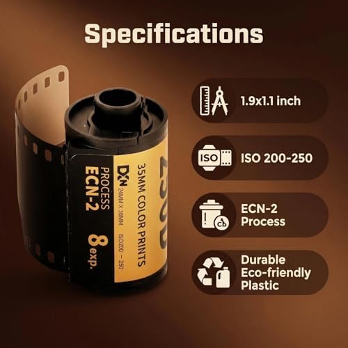 35mm Color Print Film Professional Wide Exposure Range ECN 2 Process Colour Print Camera Film for 135 Camera, 8 Sheet, 200-250, 1.9 x 1.1 in - Image 3