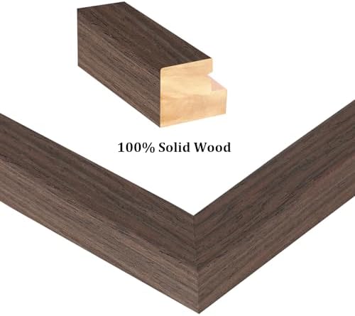 Egofine 6x8 Picture Frames Set of 4, Made of Solid Wood Covered by Plexiglass 4x6 and 5x7 with Mat or 6x8 without Mat, for Table Top Display and Wall Mounting Photo Frame Brown - Image 2