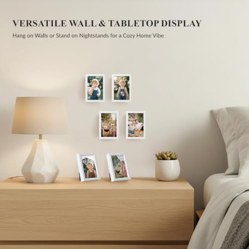 2x3 Mini Picture Frame Set of 6, FSC MDF Wood Small Photo Frame with Real Glass Front, Tiny Tabletop Display or Wall Decor for Wallet Size Photos, Mini Instant Prints & Small Photos, White - Image 6