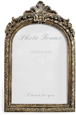 Cuspin 5x7 Picture Frame Gold Vintage Ornate Arched Photo Frame by Cuspin
