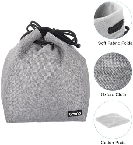 PATIKIL Soft Drawstring Lens Case, Lens Pouch Bag with Cotton Pad 5.91" x 3.94" Thick Fleece Cloth Camera Lens Bag for SLR Lens Water Cups, Grey - Image 3
