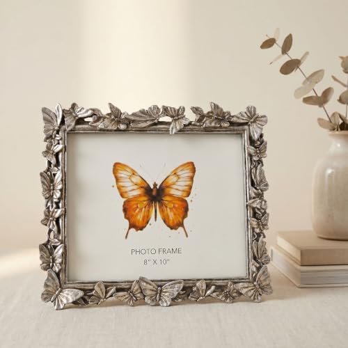 Silver 8X10 Vintage Picture Frames Gold Butterfly Elegant Retro European Design, Antique Photo Frame for Wall Hanging and Tabletop Display, Retro Design Home Decor - Image 4