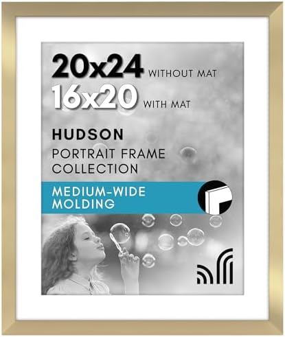Americanflat 20x24 Poster Frame - Matted to 16x20 - Engineered Wood - Gold by Americanflat