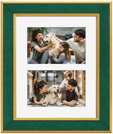 Suede 8x10 Picture Frame Display 2 Opening 4x6 Double Picture Frames Collage Wall Decor with Mat,Multi Photo Frame for Plexiglass,Wall or Tabletop Decor,1Pack,Green - Image 3
