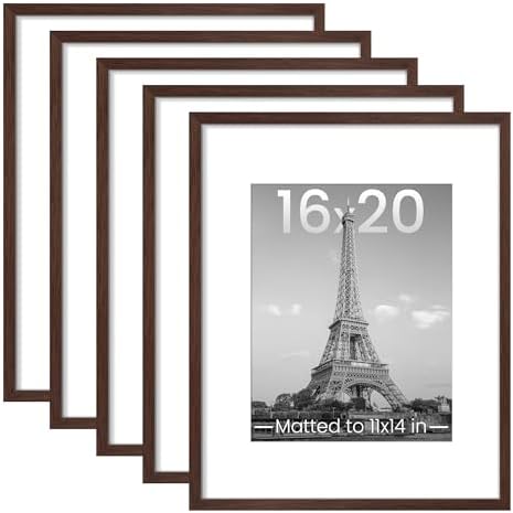 upsimples 16x20 Picture Frame, Gallery Wall Frames Set of 5, Brown by upsimples