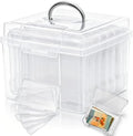 Yesland 5x7inch Photo Storage Box, 6 Inner Photo Cases Keeper with Handle, Clear Plastic Seed Organizer, Craft Storage Container for Greeting Cards Pictures Stamps Scrapbooking Office Supplies by Yesland