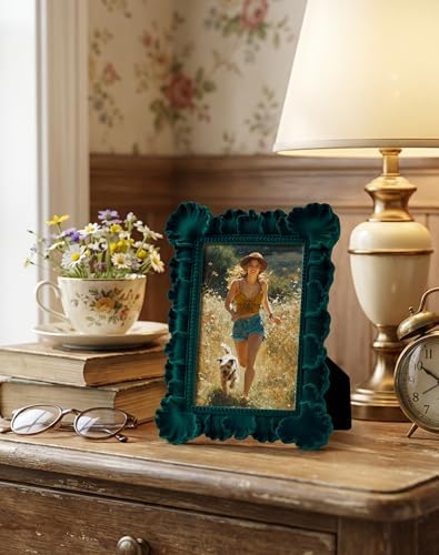 5x7 Flocked Picture Frame for Shelf Desk Table Decor,Forest Green - Image 2