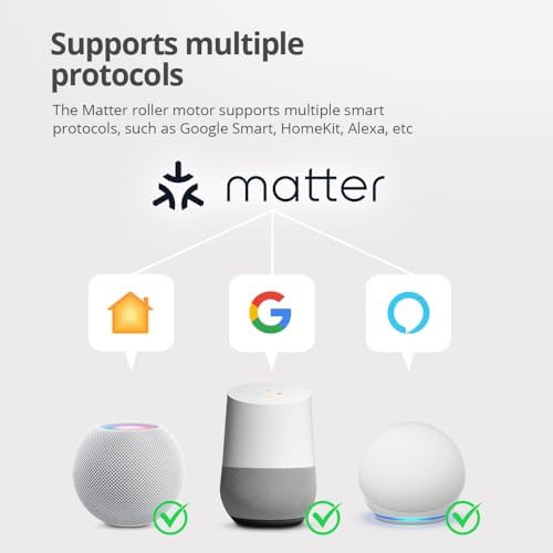 Matter WiFi Roller Blinds Motor for 17/25/28mm Tubes, Plug-in Motorized Smart Blinds with App/Voice/Remote Control, Compatible with Homekit Alexa Google Home SmartThings (Only Motor) - Image 5