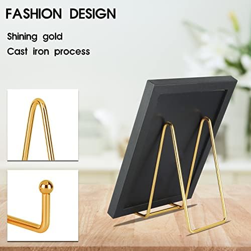 Decolore 5 Pack 6 Inch Gold Metal Display Stands Plate Stand Display Stands for Picture, Decorative Plate, Book, Photo Easel, Artistic Work - Image 4