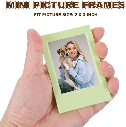 uxcell 8pcs Mini Picture Frames, 2.4 x 3.6 Inch Rectangular Film Photo Frame, Small Instant Film Photo Frame Holder for Tabletop Picture Display, Light Green - Image 3