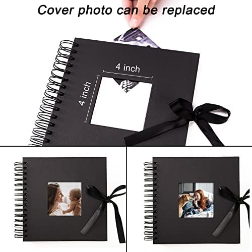 Vienrose Scrapbook Photo Album, 12x12 Inches, 80 Pages, Black, Silk Ribbon - Image 3
