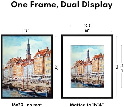Americanflat 16x20 Poster Frame - Matted to 11x14 - Slim Molding - Black - Image 2