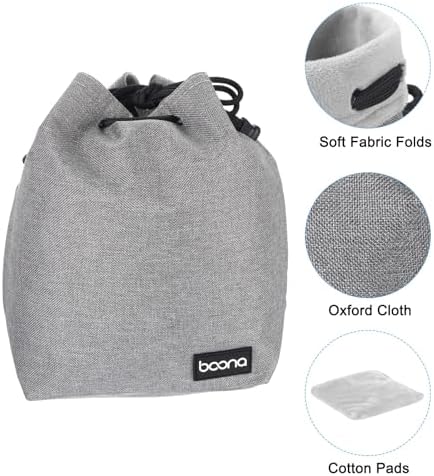 PATIKIL Soft Drawstring Lens Case, Lens Pouch Bag with Cotton Pad 6.69" x 4.72" Thick Fleece Cloth Camera Lens Bag for SLR Lens Water Cups, Grey - Image 3