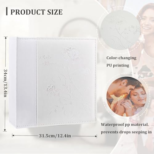 Artmag Photo Picutre Album 4x6 500 Photos, Extra Large Capacity Leather Cover Wedding Family Photo Albums Holds 500 Horizontal and Vertical 4x6 Photos with Black Pages(White) - Image 2