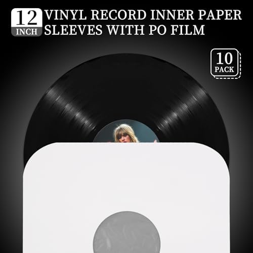 12″ Vinyl Record Inner Sleeves with PO Film, 10pcs Kraft Paper for 33 RPM - Image 5