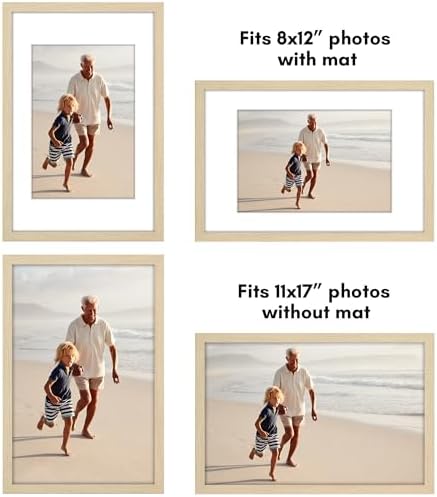 Americanflat 11x17 Picture Frame 2-Pack - Matted to 8x12 - Natural Oak - Image 4