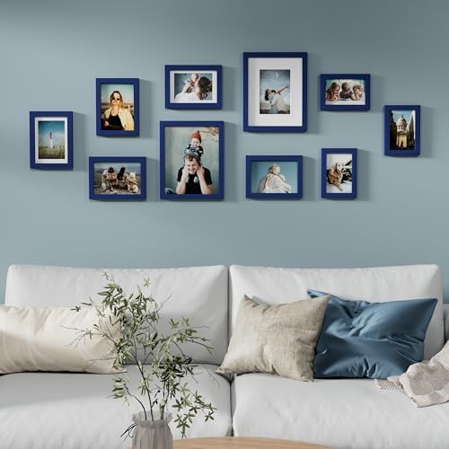 Vittanly 10 Pack Picture Frames Collage Wall Decor, Blue - Image 3